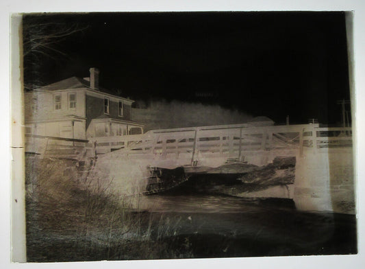 ALLEGHENY COUNTY, PA. BRIDGE AND STREAM. 5 X 7 GLASS PLATE NEGATIVE,CIRCA 1910s