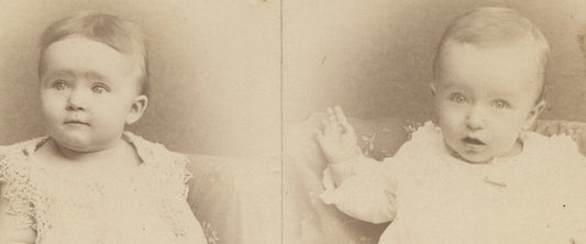 TWO BABY PHOTOS, TWINS, ONE CABINET CARD. RARE. MONONGAHELA CITY, PA.