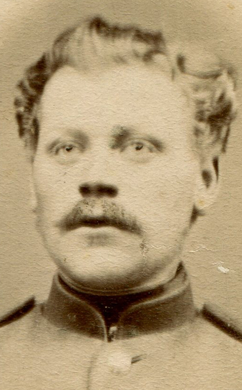 EUROPEAN SOLDIER. MAN W/WAVY HAIR AND MUSTACHE. CDV.