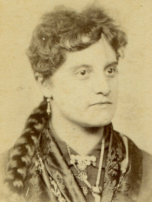 WOMAN WITH CHOPPY HAIR/ LONG THICK BRAID. CDV. BETHLEHEM, PA.