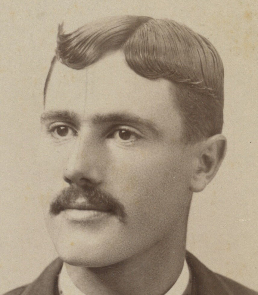 FOXCROFT, ME, PHOTO HANDSOME MAN W/ NICE SUIT + MUSTACHE