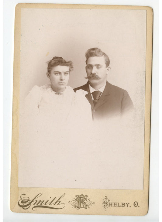 CAB CARD PHOTO MAN + WIFE FROM SHELBY, OH, BY SMITH