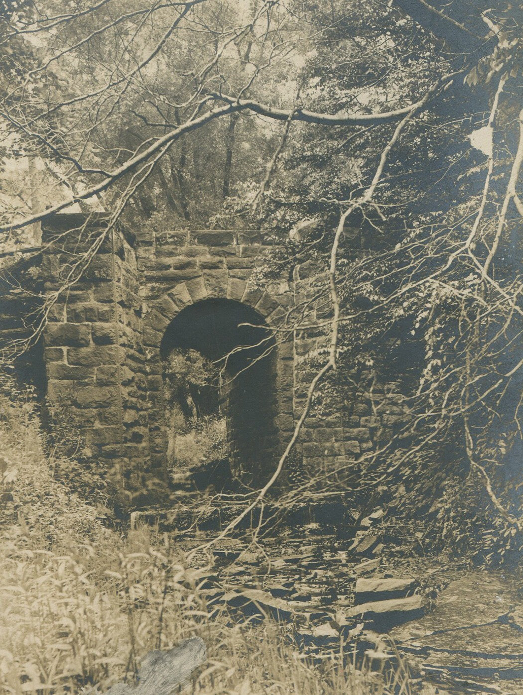 Vintage Johnston Run Bridge 1905 photograph pair, two official county-stamped
