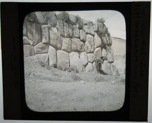 WALL RUINS , INCA. SACSAYHUAMAN, PERU. PHOTO ON GLASS.