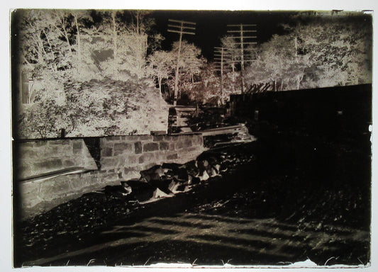 ALLEGHENY COUNTY, PA. BRIDGE AND STREAM. 5 X 7 GLASS PLATE NEGATIVE,CIRCA 1910s.