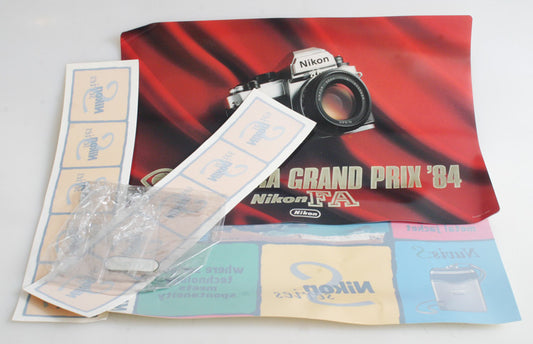 NIKON FA AND S SERIES MARKETING MATERIALS LOT WINDOW DECALS/BANNER