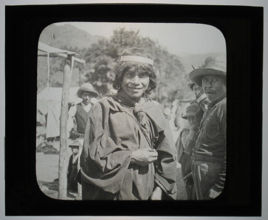 YOUNG INDIGENOUS MAN. PERENE, PERU. PHOTO ON GLASS.