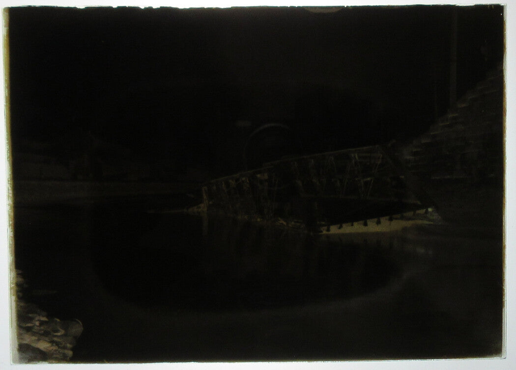 ALLEGHENY COUNTY, PA. BRIDGE AND STREAM. 5 X 7 GLASS PLATE NEGATIVE,CIRCA 1910s.