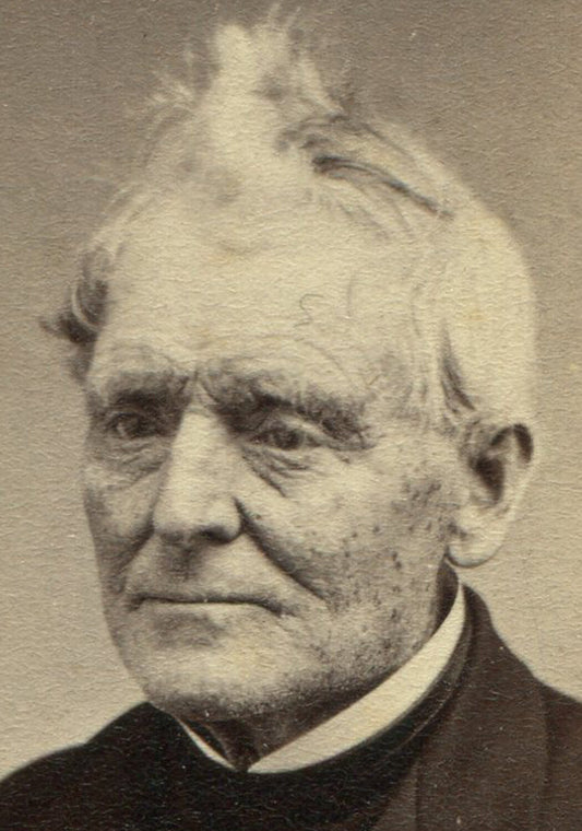 OLD MAN, MIDDLE DISTANCE GAZE, KEWPIE DOLL HAIR. CDV. SARATOGA, N.Y.