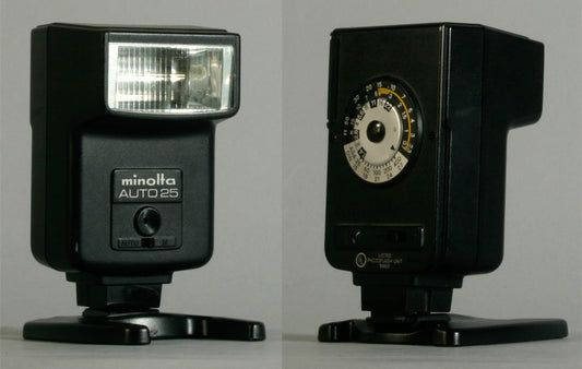 MINOLTA AUTO 25 FLASH UNIT TESTED WORKS W/ ANY CAMERA