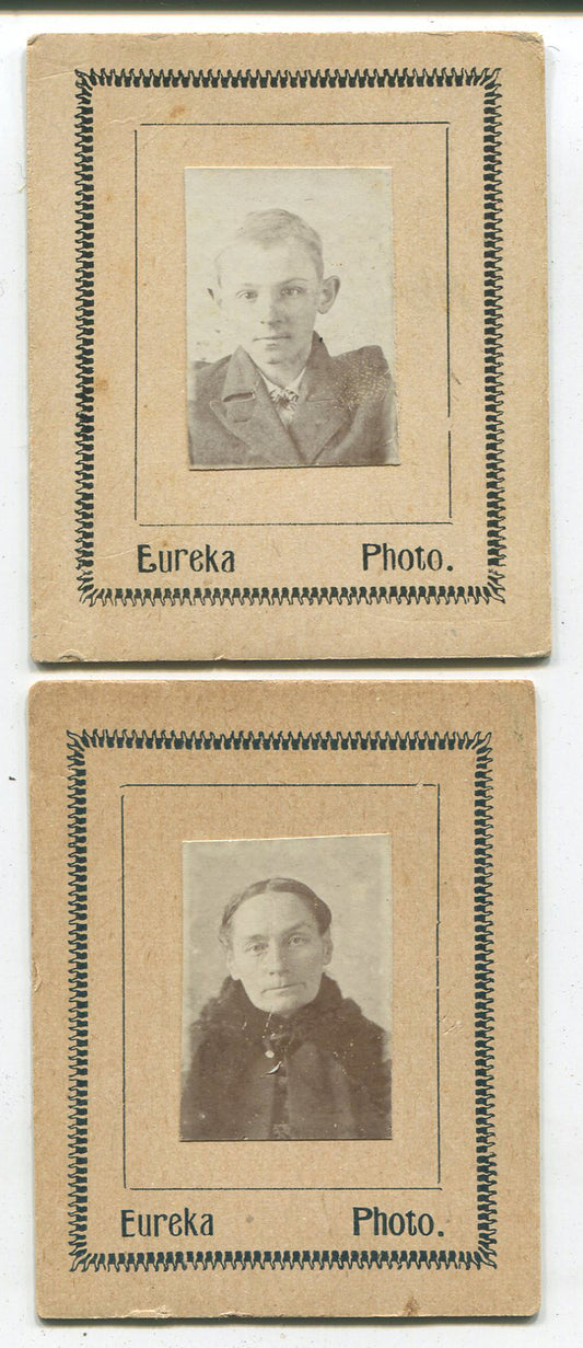 YOUNG BOY WITH BIG EARS AND DISAPPOINTED GRAND MOTHER. 2 SET B W. 1900.