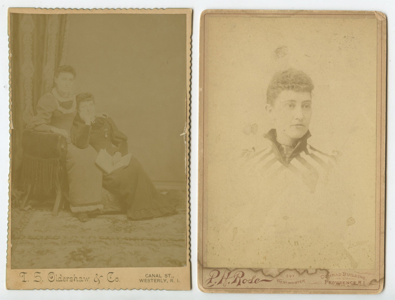 SET OF 3 CAB CARD PHOTOS STUDIO PORTRAITS RHODE ISLAND 1 GRAPHIC BACK
