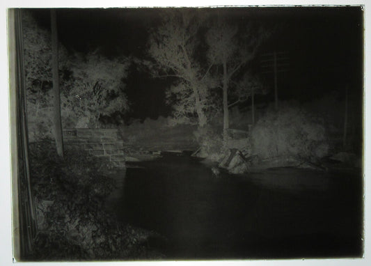 ALLEGHENY COUNTY, PA. BRIDGE AND STREAM. 5 X 7 GLASS PLATE NEGATIVE,CIRCA 1910s.