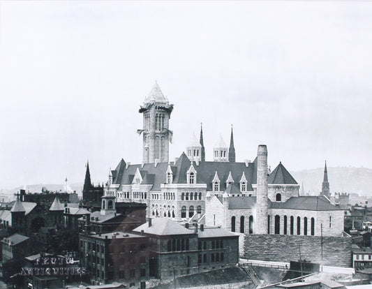 ALLEGHENY COUNTY COURTHOUSE, RICHARDSON ARCHITECTURE. PRINT FROM VINTAGE NEG.
