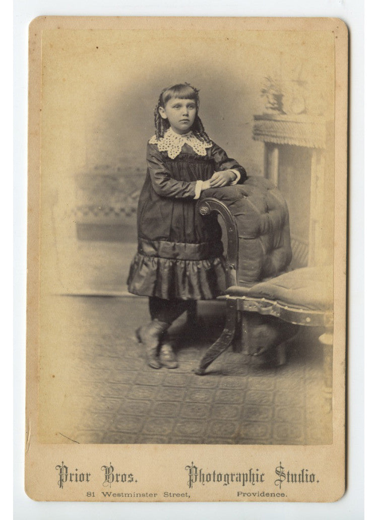 CAB CARD PHOTO GIRL W/ RINGLETS FROM PROVIDENCE, RI, BY PRIOR