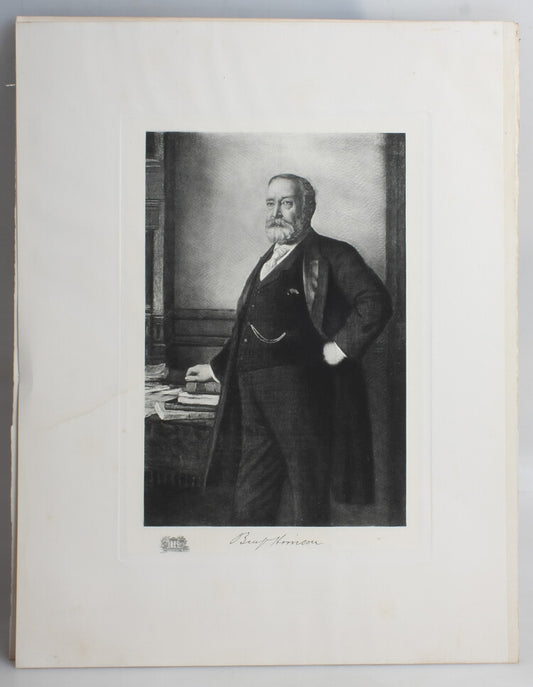 17X20 STUNNING PHOTOGRAVURE OF PRESIDENT WILLIAM HARRISON W/ HISTORY