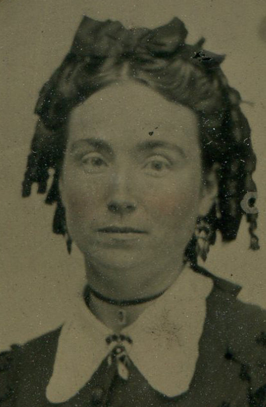 Tintype Photograph Woman Portrait - Vintage 19th Century Old Photo in Paper