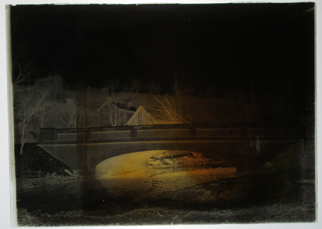 ALLEGHENY COUNTY, PA. BRIDGE AND STREAM. 5 X 7 GLASS PLATE NEGATIVE,CIRCA 1910s.