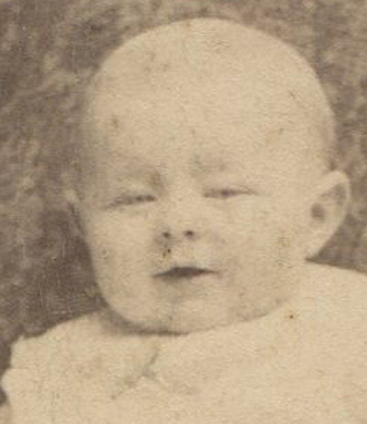 BABY READY TO LAUGH AT STUPID HUMAN. CABINET CARD. LANCASTER, PA.