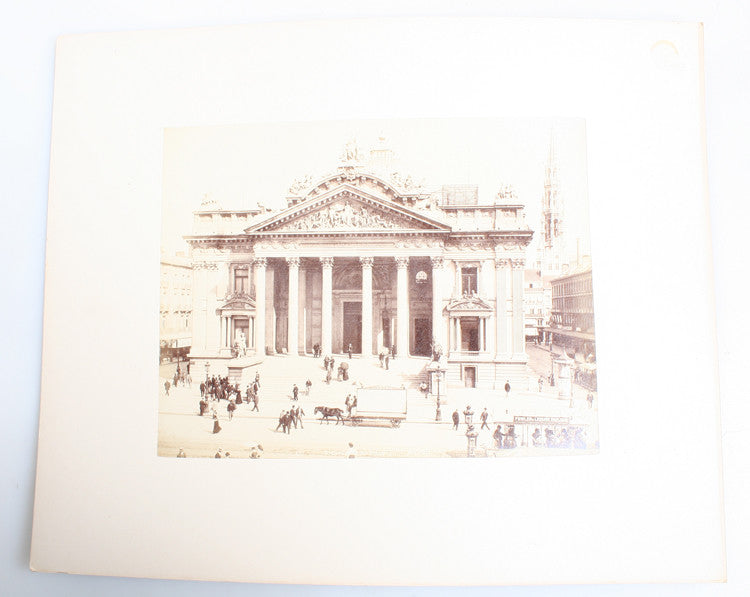 8X11 ALBUMEN OF STOCK EXCHANGE BUILDING, PEDESTRIANS,   CARRIAGES - BRUSSELS