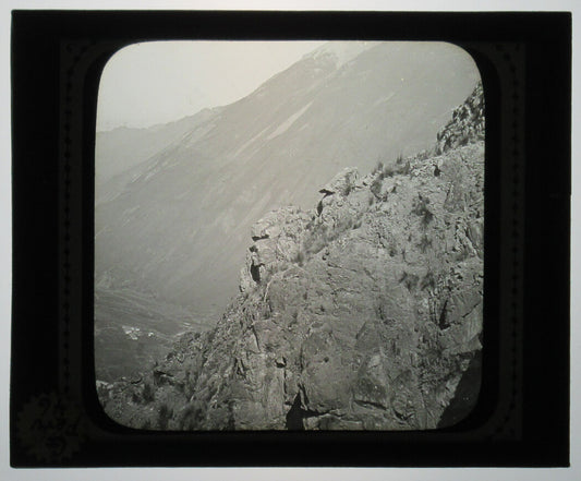 VIEW FROM OROYA RAILROAD.  PERU. PHOTO ON GLASS.