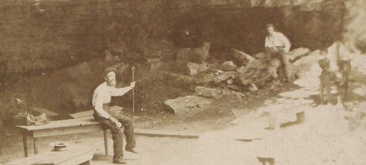 Cabinet Card 1890s Occupational Quarry Workers Under Rock Ceiling Photo