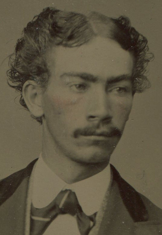 Vintage Tintype Photo: Man with Flat Top, Curly Sides, 3.5 x 2.5 inches