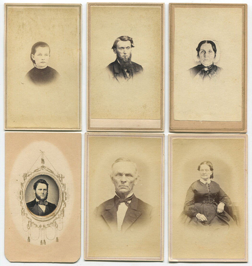 VERY EARLY CDV, FAMILY GROUP. 6 SET. RARE.