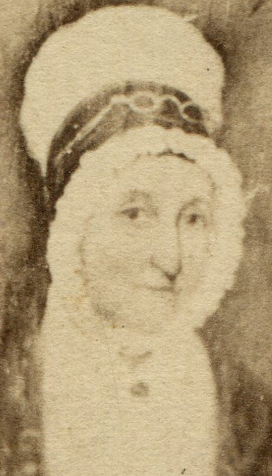 OLD WOMAN IN BONNET, GLASSES AT REST ON BONNET. CDV. INDIANAPOLIS, IND.