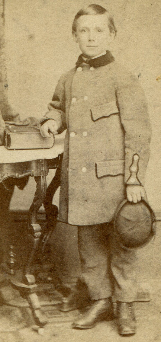 YOUNG BOY IN NEW WINTER COAT, HAT. CDV. ALLEGHENY, PA.