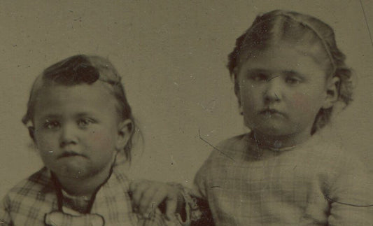 Tintype Photograph: Vintage Photo of Cute Young Siblings - Original