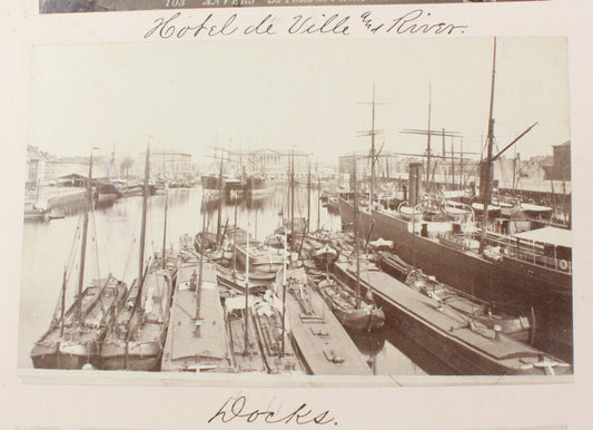 ANTWERP, BELGIUM. CROWDED DOCKS, SAIL BOATS. 8x10 reprint