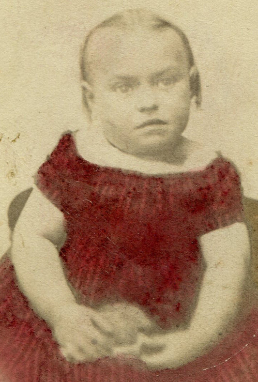 CIVIL WAR ERA TAX STAMP. CHILD HOLDING TOY. TINTED CDV.