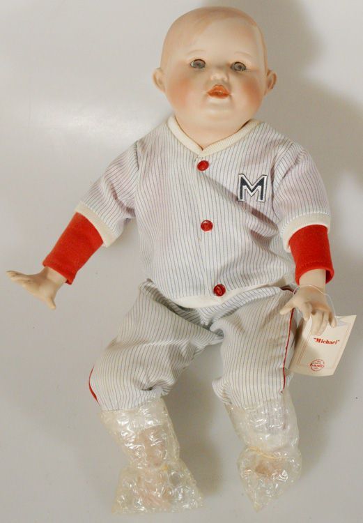 BABY DOLL MICHAEL IN STRIPED BASEBALL PAJAMAS