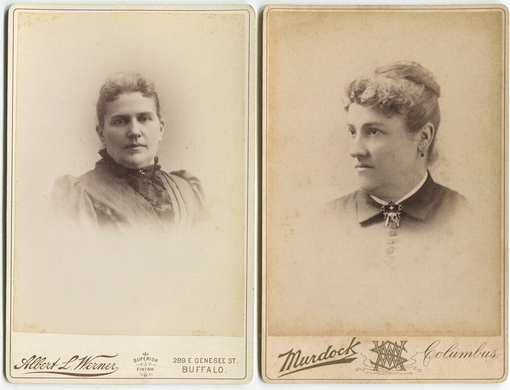 WOMAN, DIFFERENT TIMES IN LIFE. CABINET CARD, TWO SET. N.Y./OHIO.