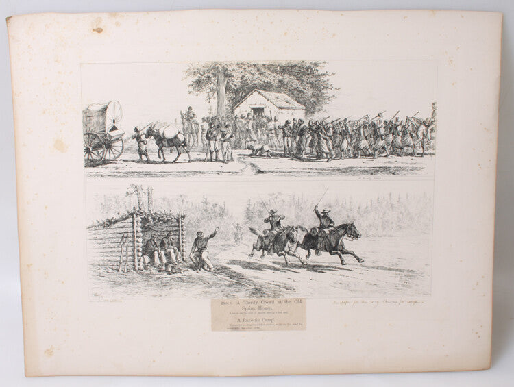 1876 16X22 ETCHING BY EDWIN FORBES OF CIVIL WAR SCENES