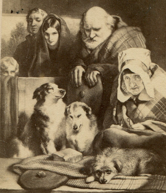 FAMILY OF DOG LOVERS. CDV OF ARTWORK.