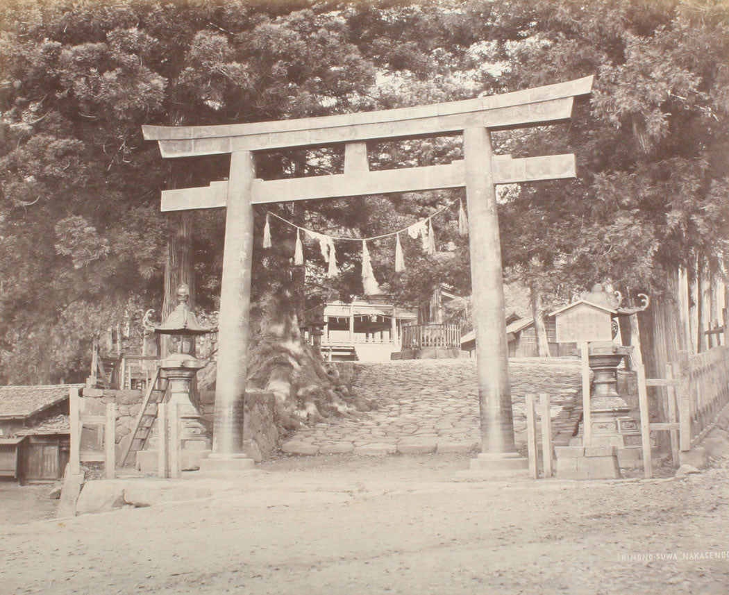 JAPANESE SHINTO SHRINE, SHIMONO SUWA NAKASENDO. ALBUMEN.