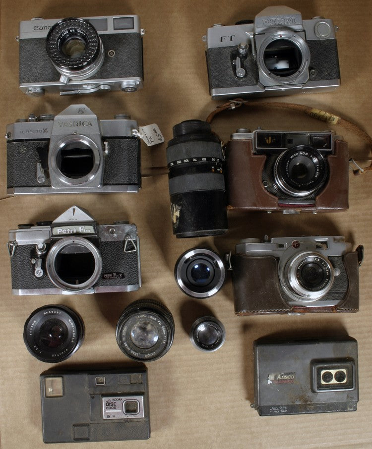 Vintage Camera Parts Lot - Bodies, Lenses & Accessories, For Parts/Repair, AS IS