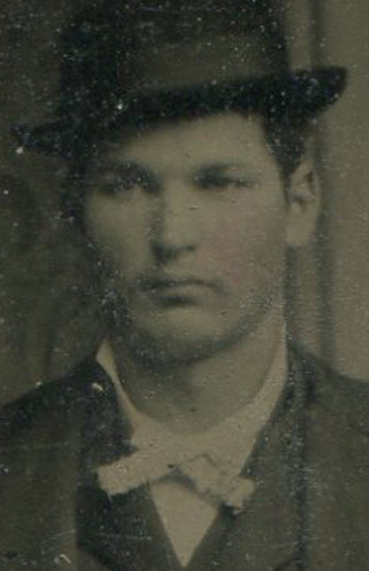 Vintage Tintype Portrait: Young Man in Hat, New Suit and Tie, 3.5x2.5 in