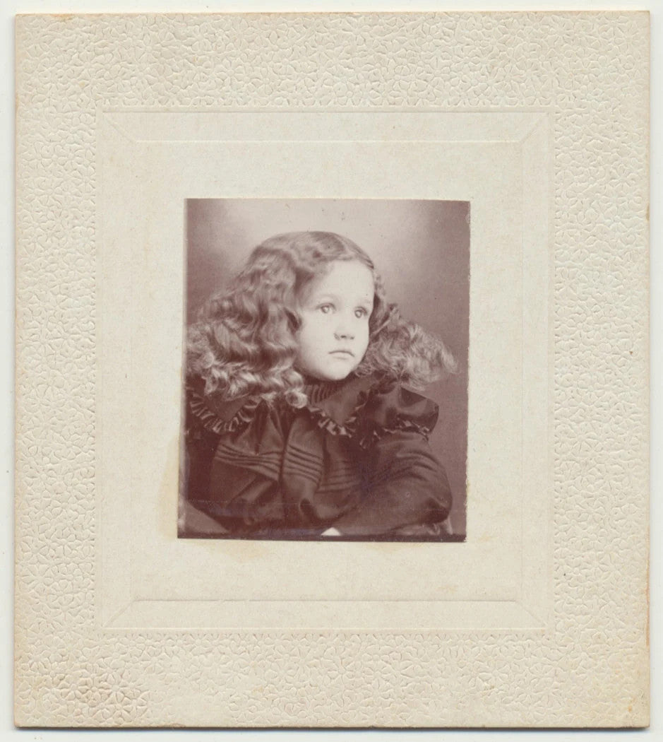 2 Photographs. Man w/ Large Mustache. Copy Print. Girl w/ Big Hair. Silver Print