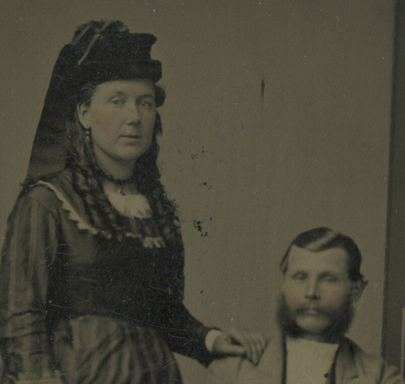 PORTRAIT MAN + WIFE, 1/6 PLATE TINTYPE