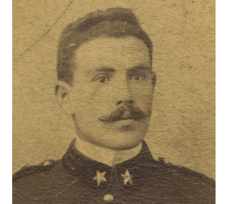 INFO ON BACK, BOLOGNA, CDV PHOTO OF MILITARY MAN, STARS ON UNIFORM