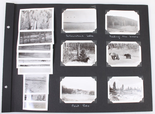 YELLOWSTONE PARK, 1940. COLLECTION, AMATEUR VACATION PHOTOS. WATERFALLS, BEARS.