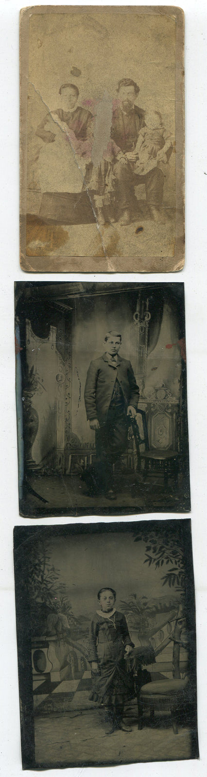 FAMILY, BABIES. CDV. TINTYPES, BOY, GIRL. 3 SET.