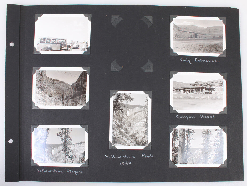 YELLOWSTONE PARK, 1940. COLLECTION OF AMATEUR VACATION PHOTOS. 22 SET.