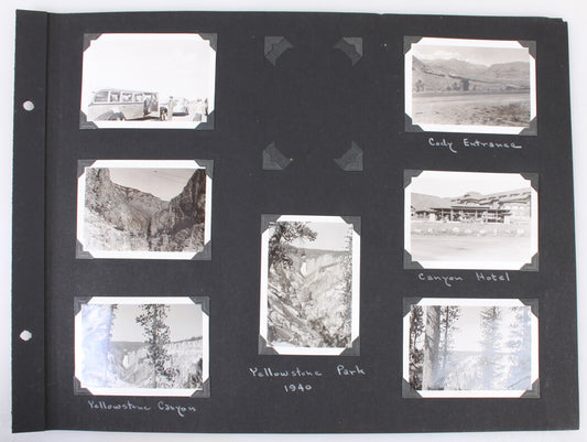 YELLOWSTONE PARK, 1940. COLLECTION OF AMATEUR VACATION PHOTOS. 22 SET.