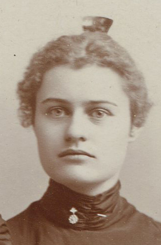 Vintage Gelatin Silver Print of Lovely Woman in Puffy Sleeved Dress Antique