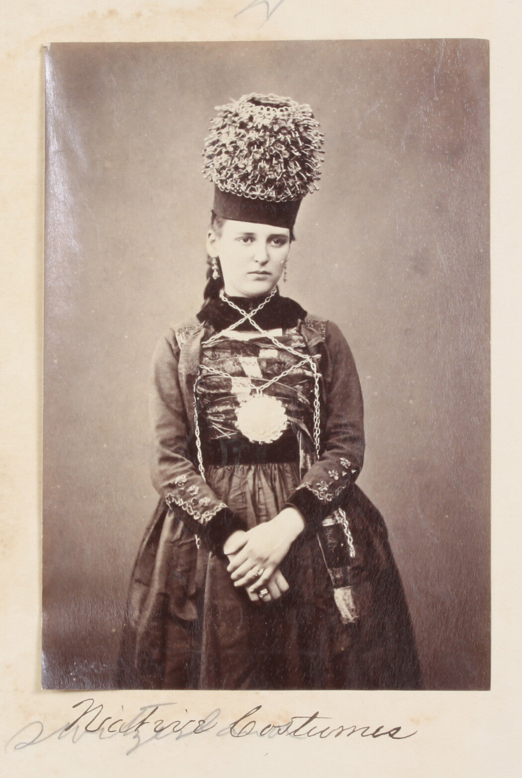 YOUNG WOMAN IN NATIVE COSTUME. SWITZERLAND. 8x10 reprint