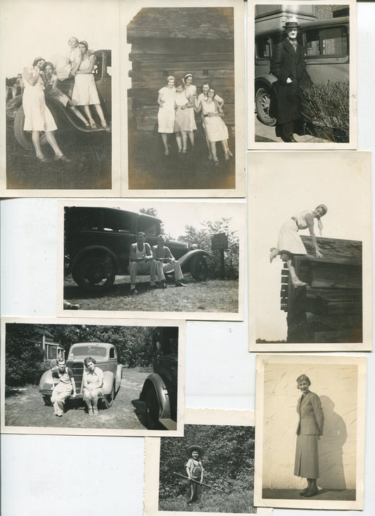 AMERICAN WOMEN, FAMILY LIFE, EARLY MODEL CARS. 8 SET B W. 1930-50.